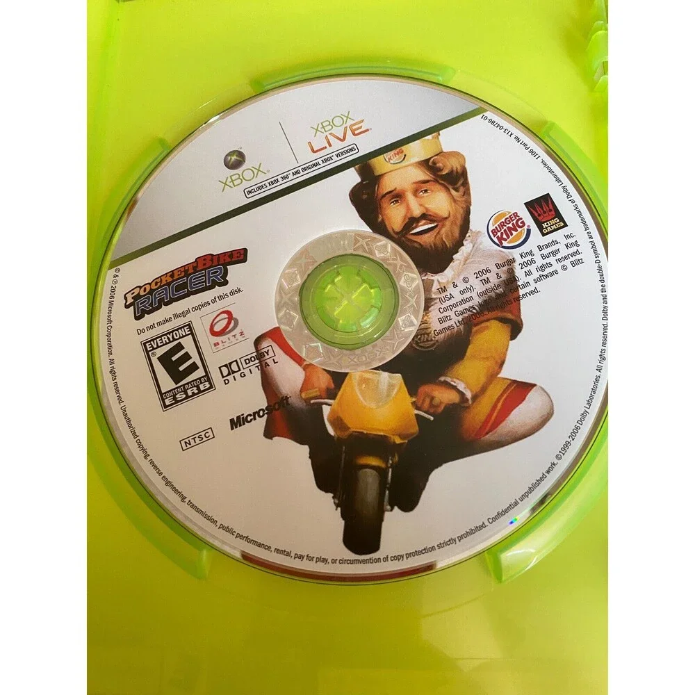 Pocket Bike Racer Game Microsoft Xbox 360 Racing Burger King Case Manual Rated E